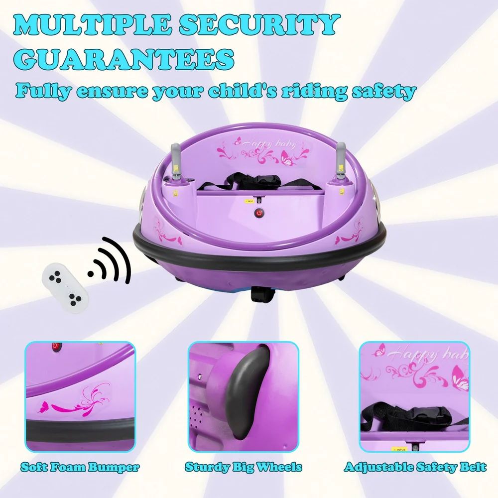 Factual Toys - Ride-On Bumper Car With Remote Control, Indoor Vehicle - 6V - Purple