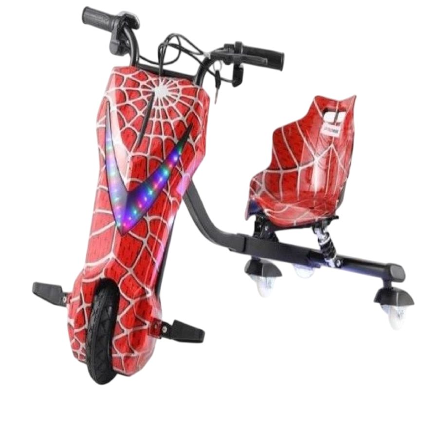 Factual Toys - 3 Wheel Spiderman Electric Drifting Trike - 36V - Red