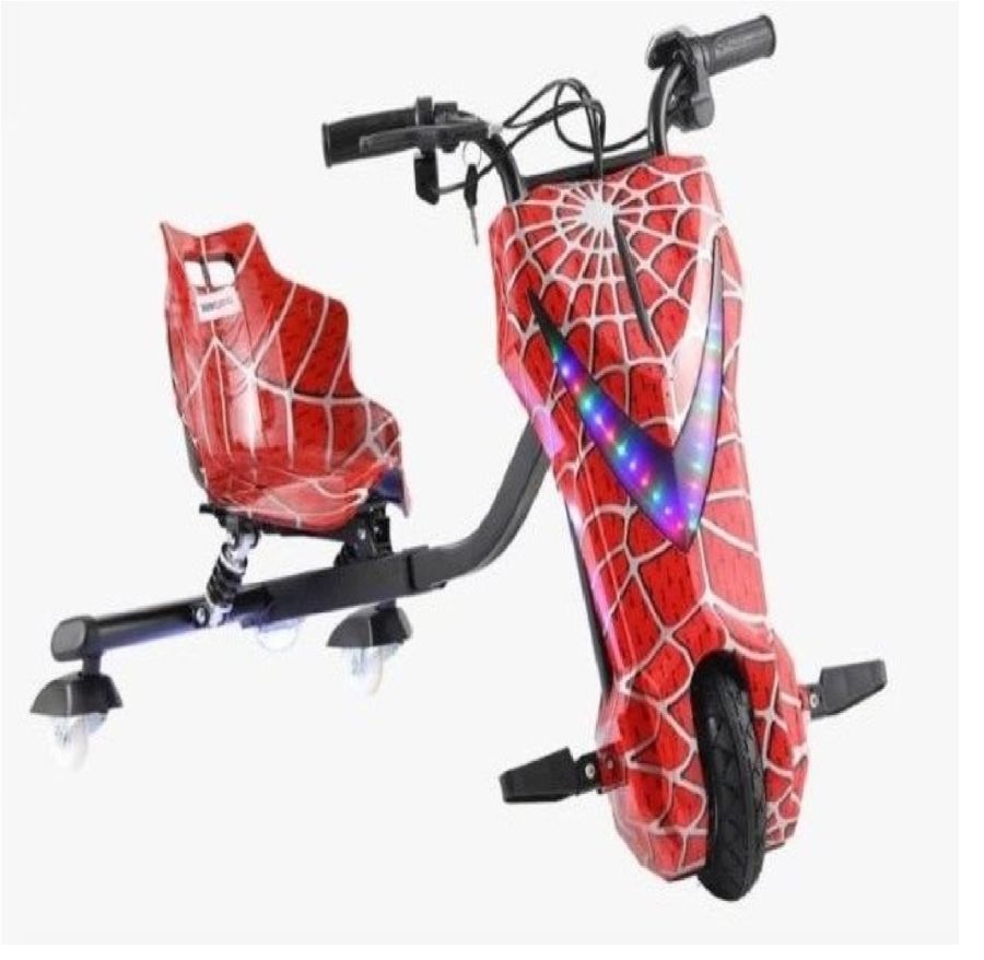 Factual Toys - 3 Wheel Spiderman Electric Drifting Trike - 36V - Red