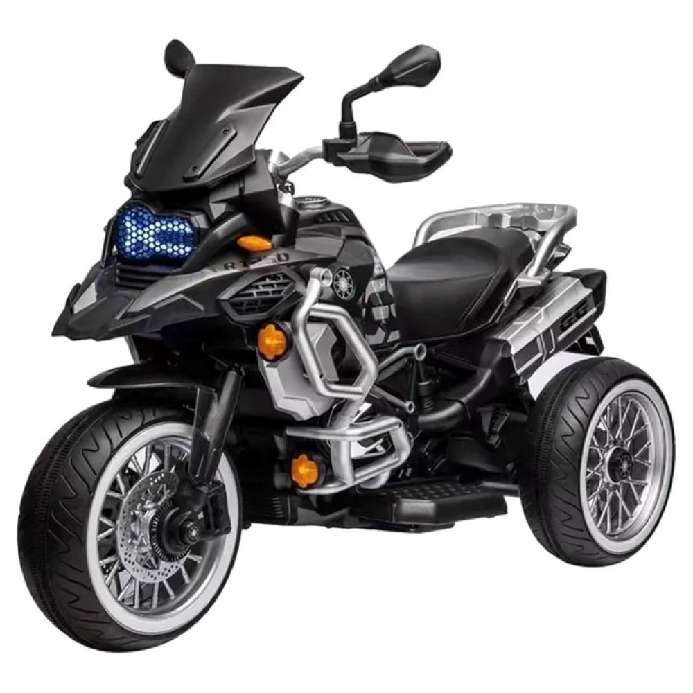 Factual Toys - Battery Operated Power Riding Motorcycle W/ 3 Wheel - 12V - Black