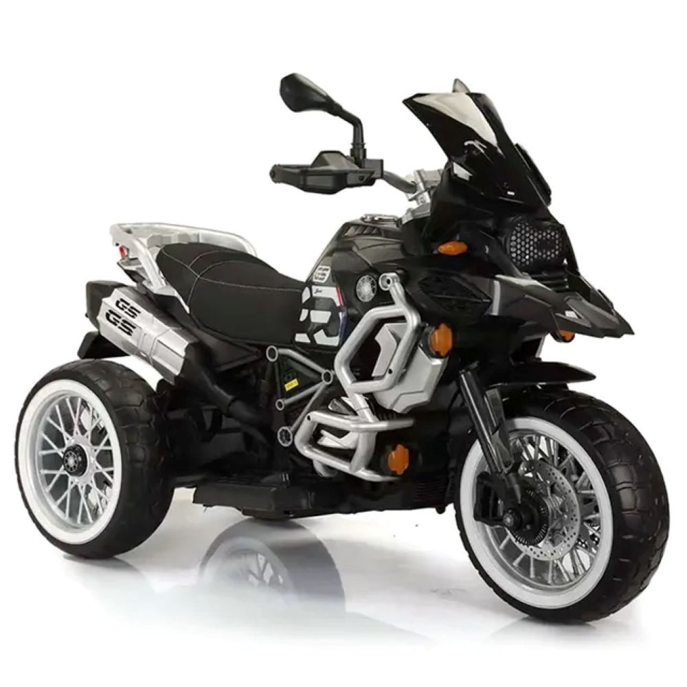 Factual Toys - Battery Operated Power Riding Motorcycle W/ 3 Wheel - 12V - Black