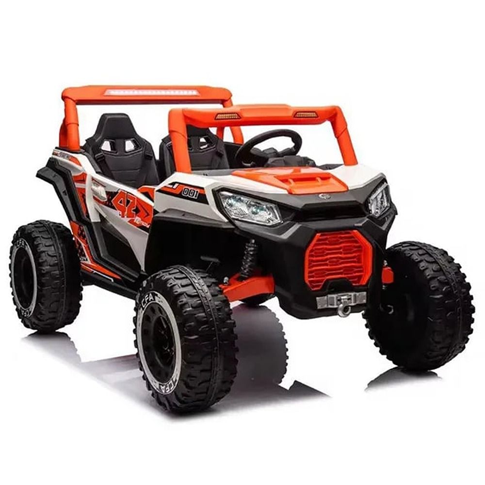 Factual Toys - Electric Kids Ride On Car With 2 Leather Seat - Orange - 24V