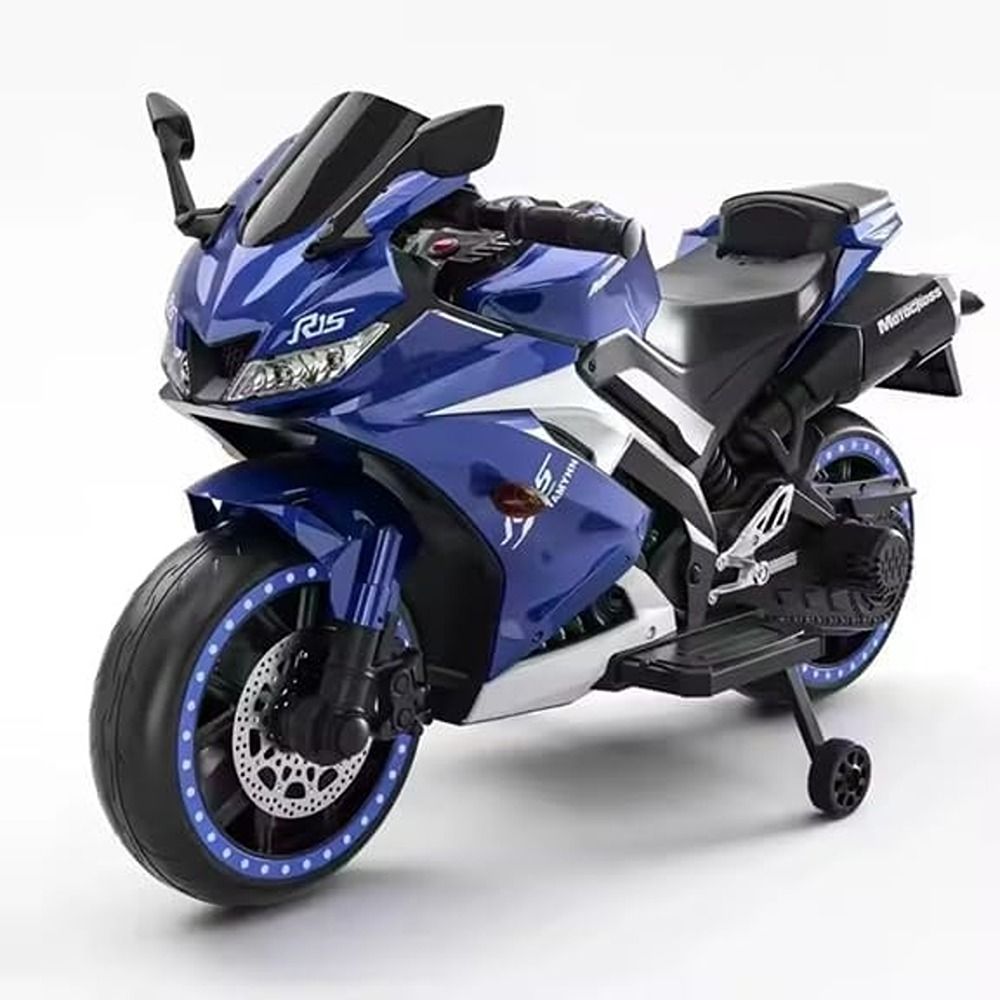 Factual Toys - Kids Electric Battery Operated Ride On Sports Bike R15 - 12V - Blue