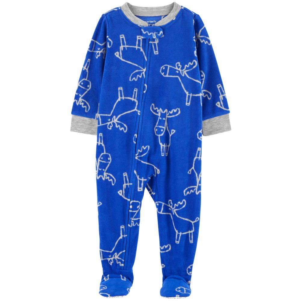 Carters - Printed Fleece Footie Sleepsuit - Blue