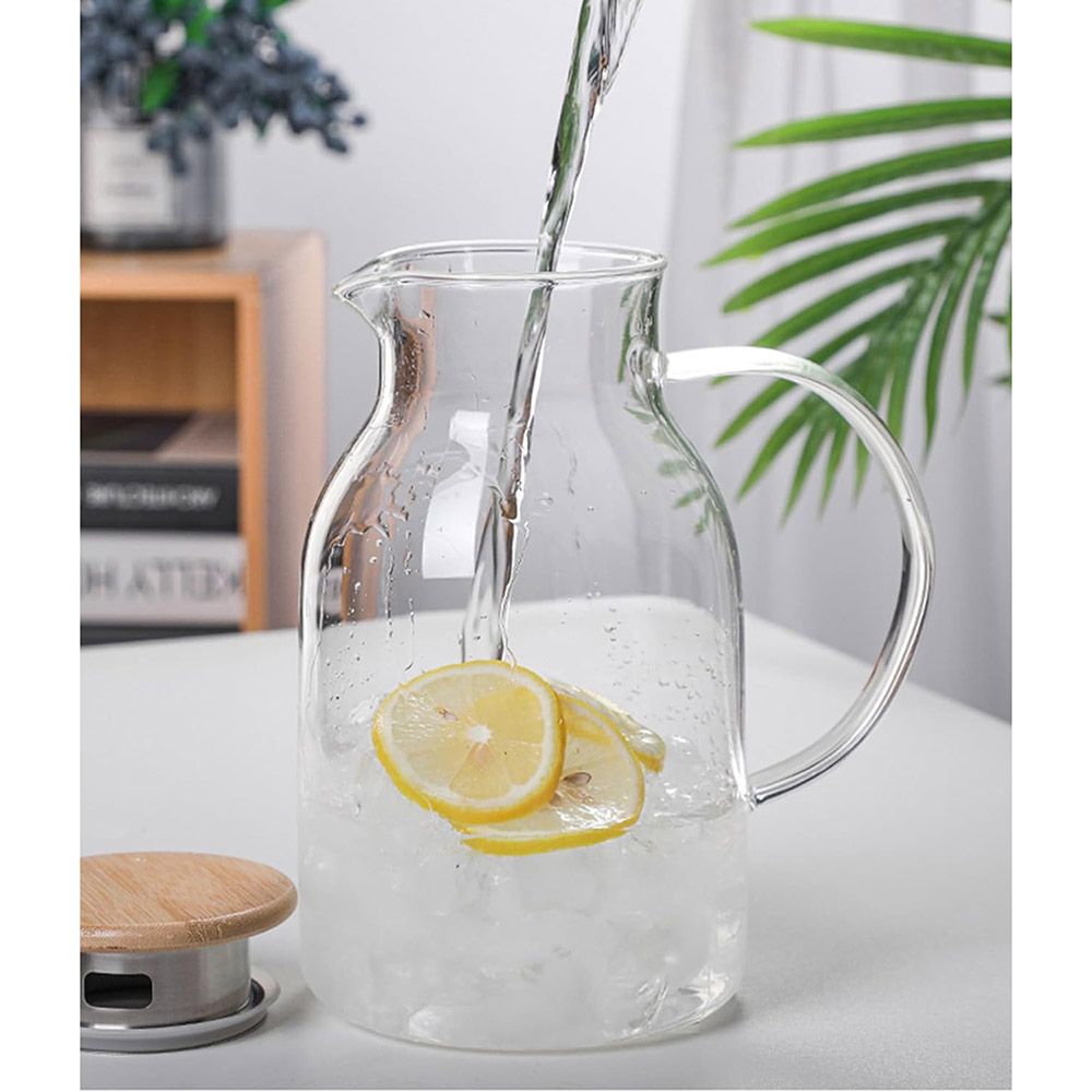 1Chase - Borosilicate Glass Water Pitcher With Lid And Strainer - 1800 ml