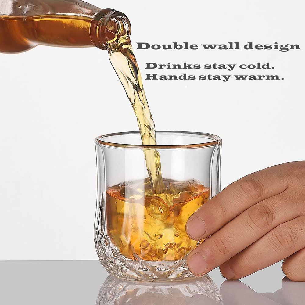 1Chase - Double Wall Stemless Drinking Glass - 250 ml - 2pcs