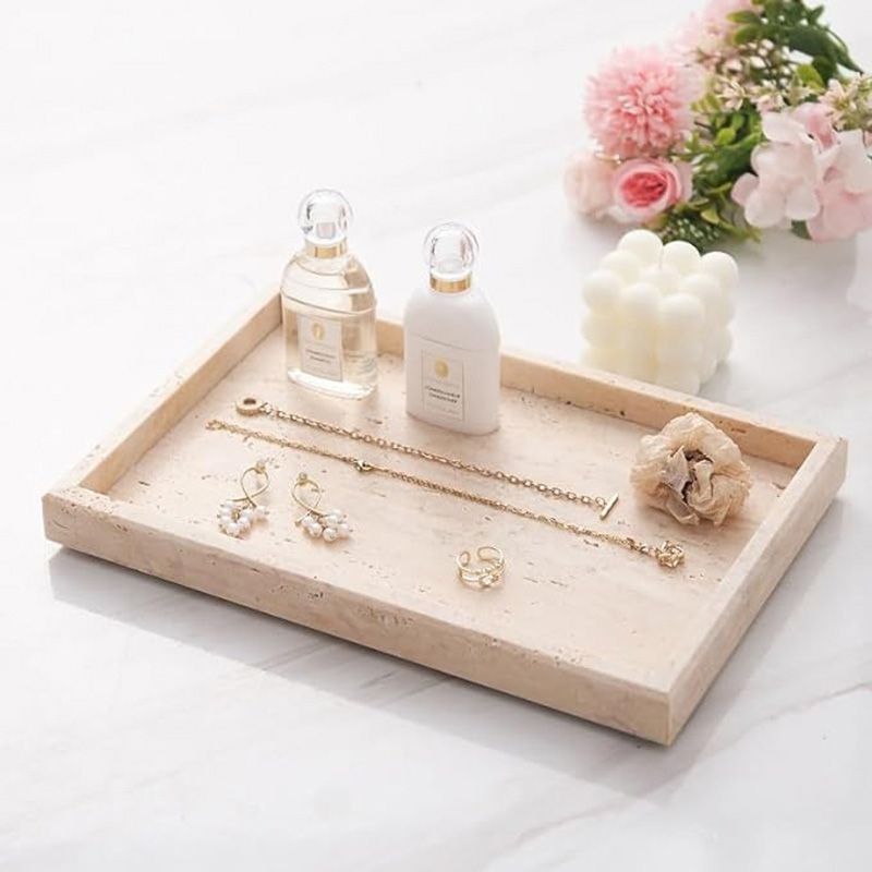 1Chase - Natural Travertine Marble Tray - Beige