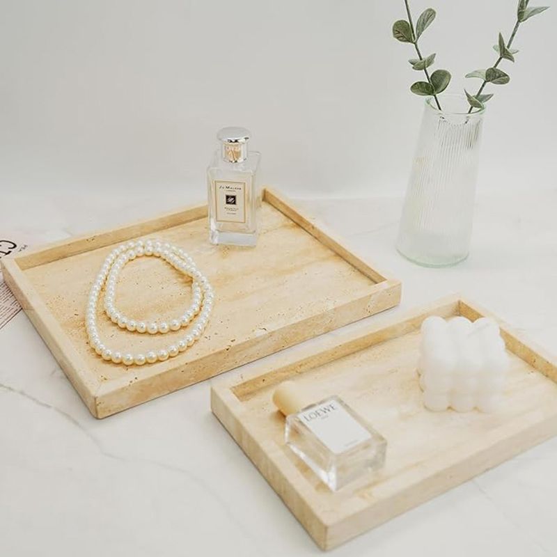 1Chase - Natural Travertine Marble Tray - Beige