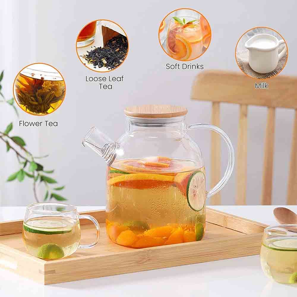 1Chase - Borosilicate Glass Teapot With Lid And Infuser - 1.6 L