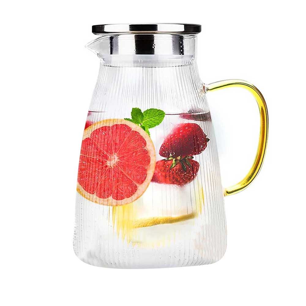 1Chase - Glass Water Pitcher With Strainer And Lid - 1.5 L