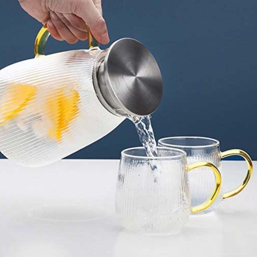 1Chase - Glass Water Pitcher With Strainer And Lid - 1.5 L