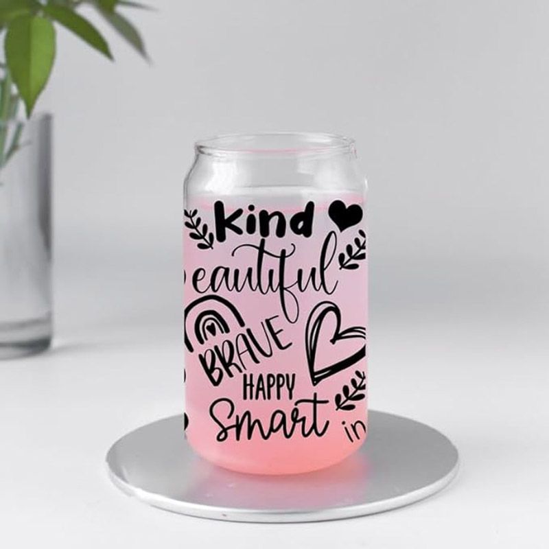 1Chase - Borosilicate Drinking Glasses - Positive Quotes - 550 ml - Pack of 2