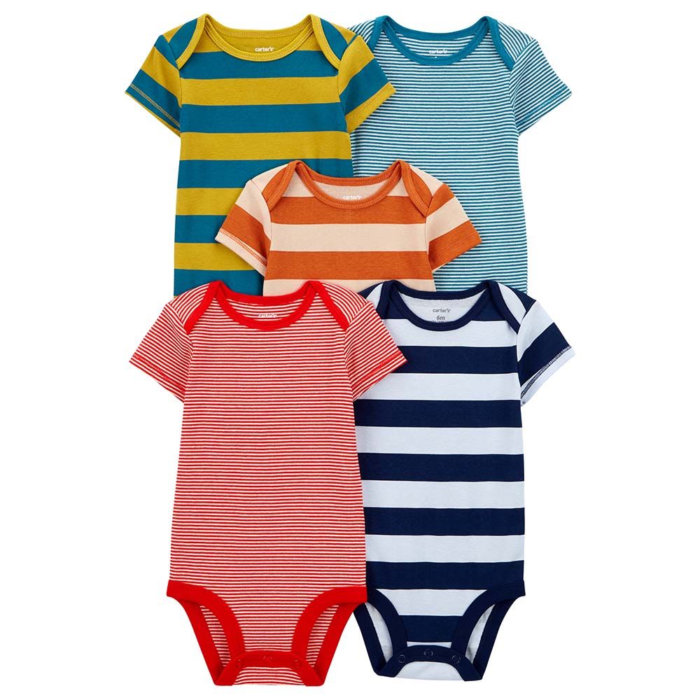 Carters - 5pc-Set - Striped Short-Sleeve Bodysuits