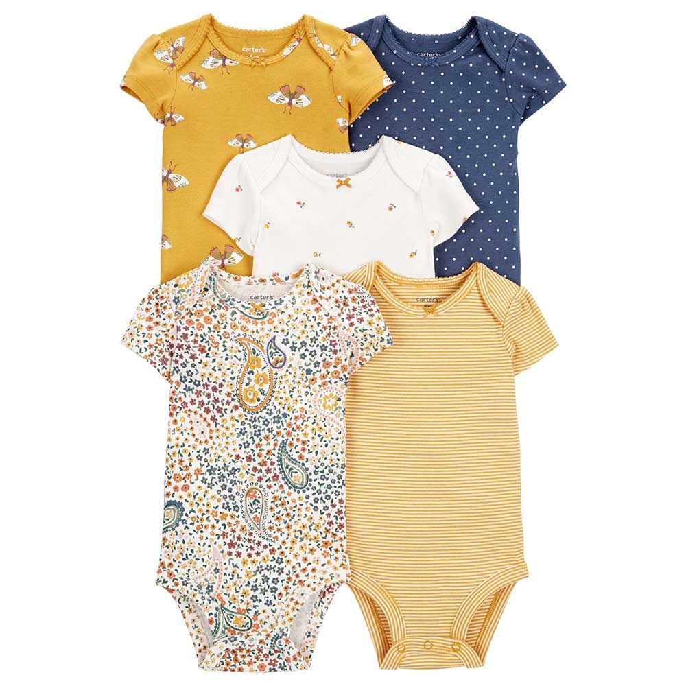 Carters - 5pc-Set - Short-Sleeve Original Bodysuits - Yellow/White