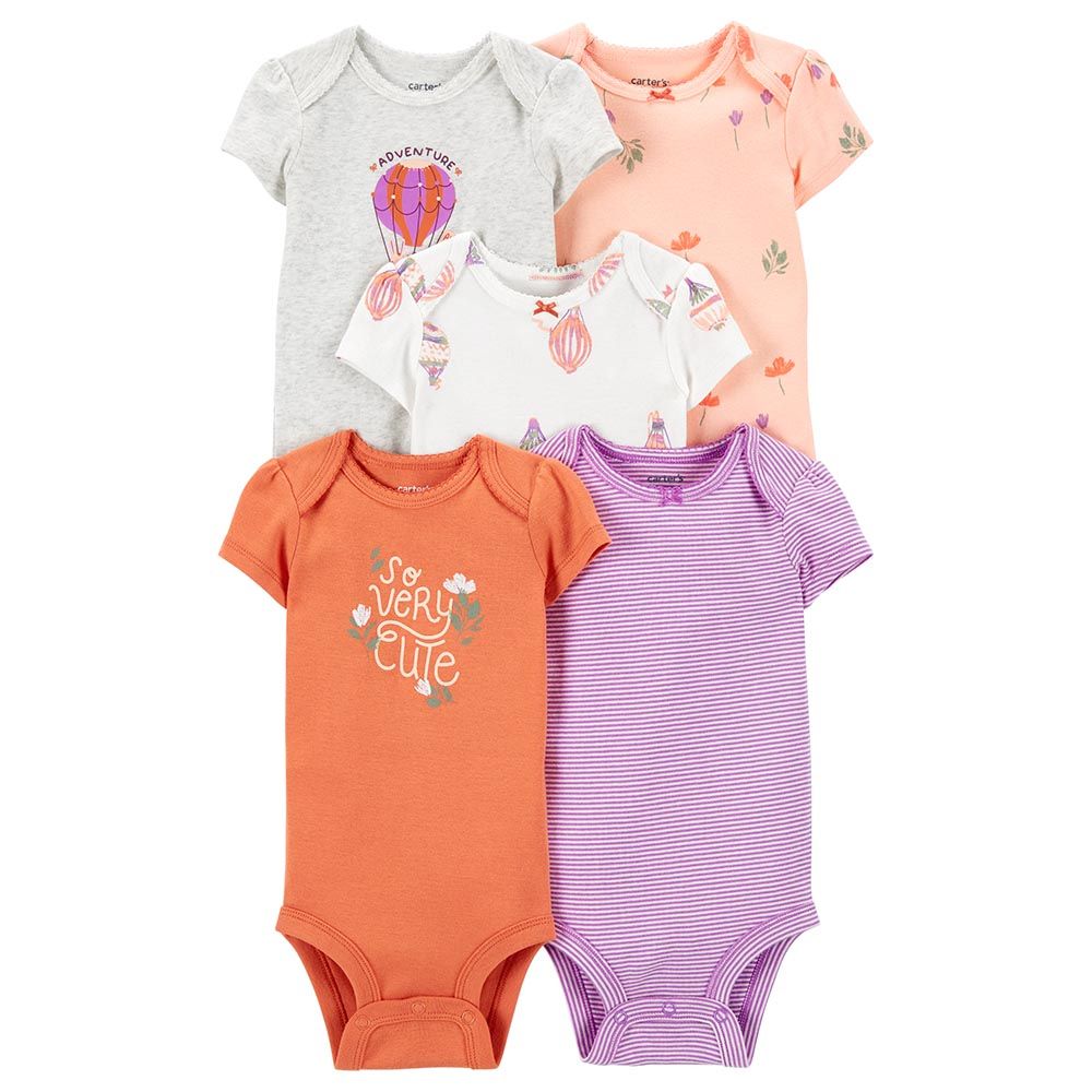 Carters - 5pc-Set - Short-Sleeve Original Bodysuit - Orange/Purple