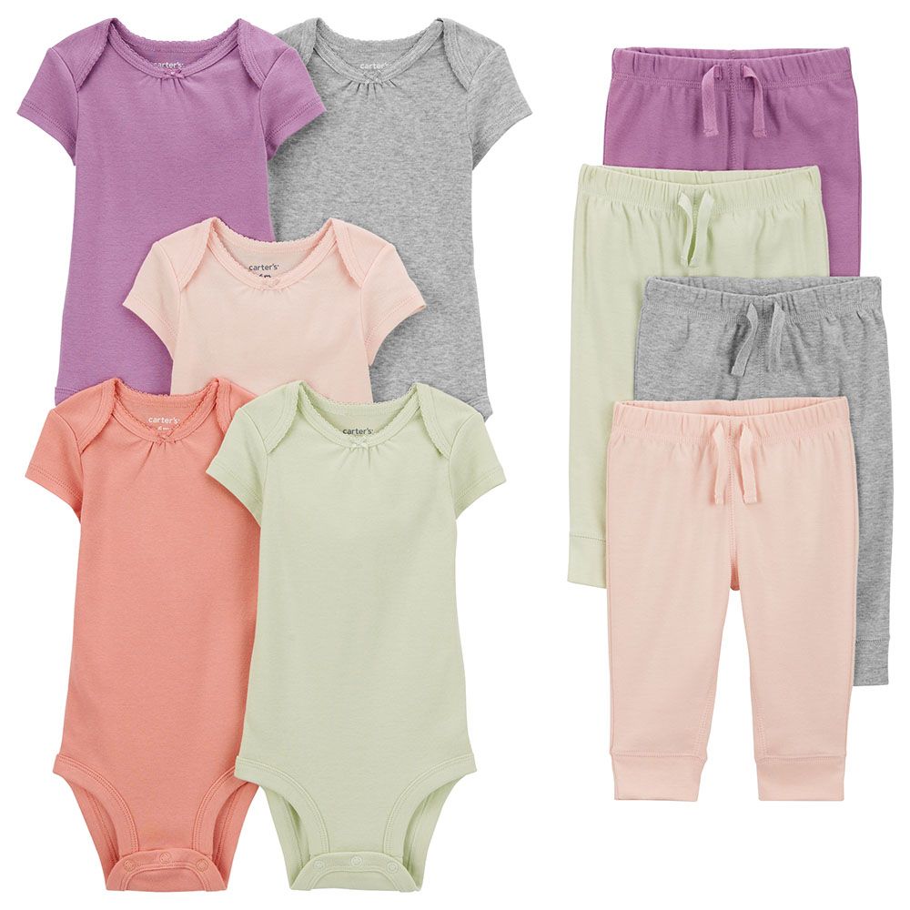 Carters - 5pc-Set - Short-Sleeve Solid Bodysuits