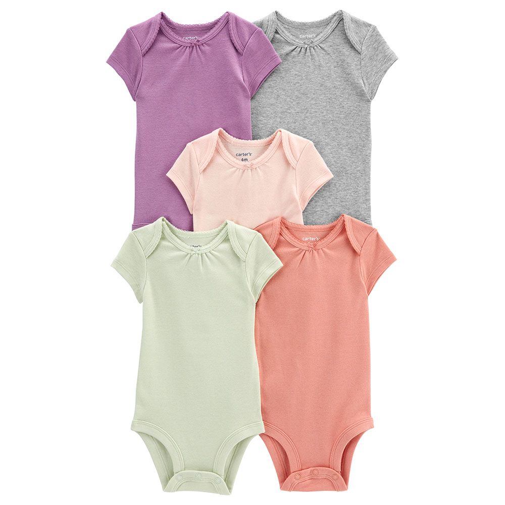 Carters - 5pc-Set - Short-Sleeve Solid Bodysuits