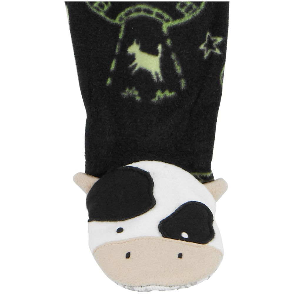 Carters - Baby Space Cow Fleece Footie Sleepsuit - Black