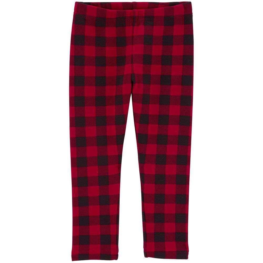 Carters - Baby Plaid Cozy Fleece Leggings - Red/Black