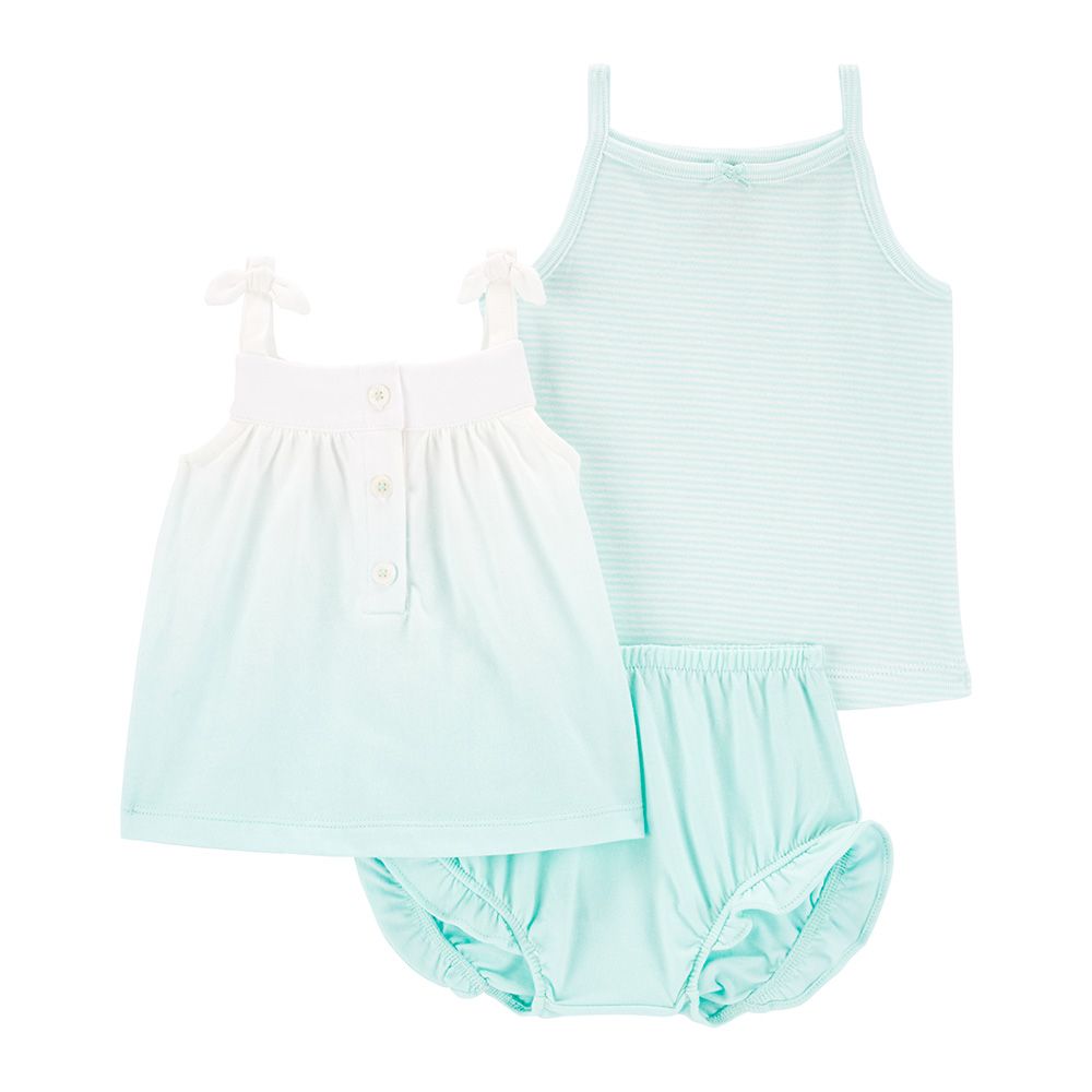 Carters - 3pc-Set - Ombre Tank Top And Shorts - Turquoise