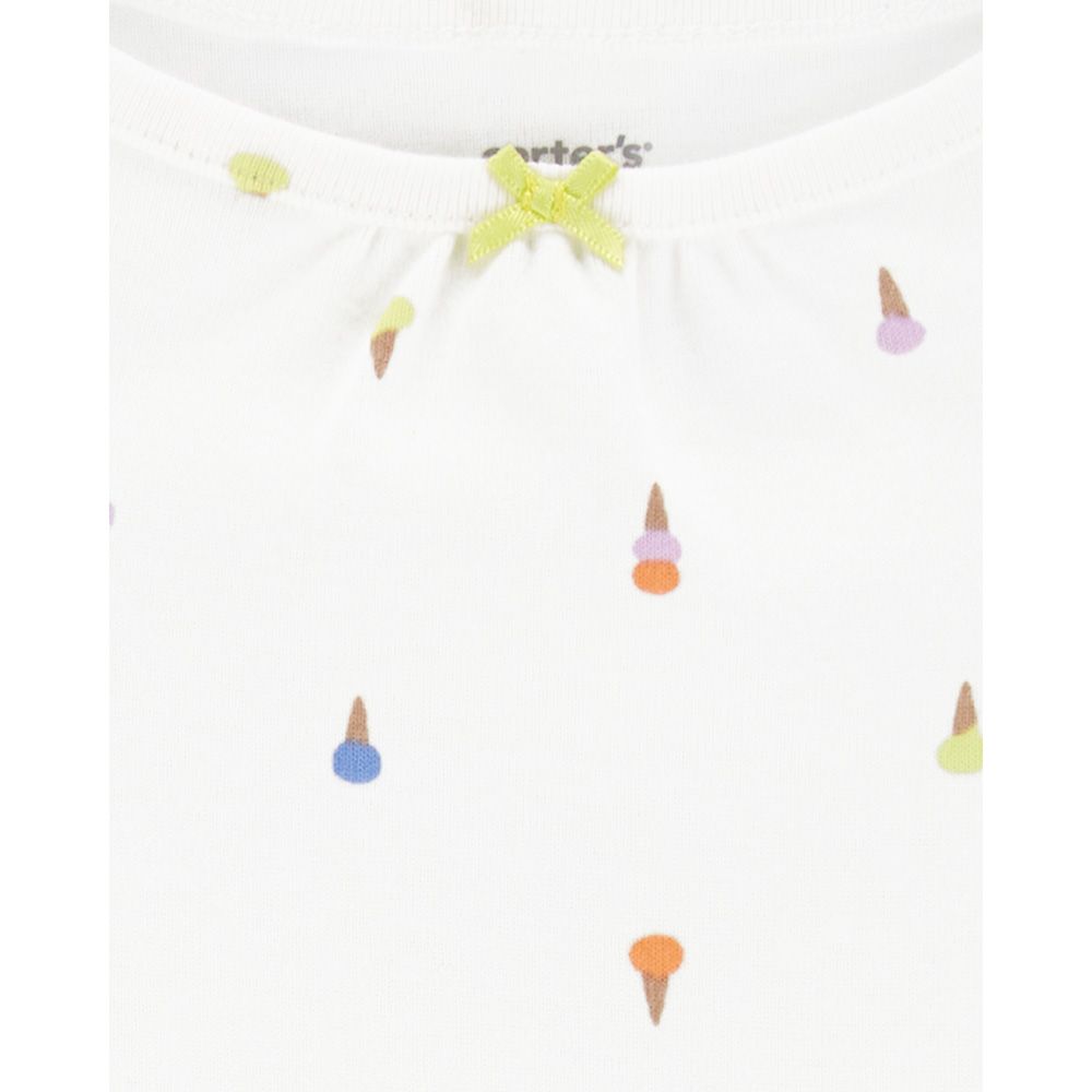 Carters - 2pc-Set - Ice Cream Tank Bodysuit And Shorts - White/Neon Yellow