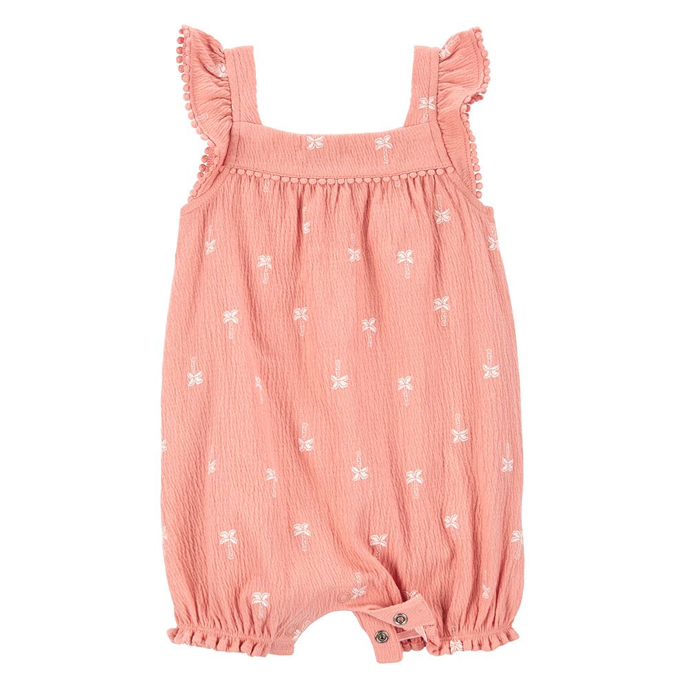 Carters - Palm Tree Flutter Romper - Pink