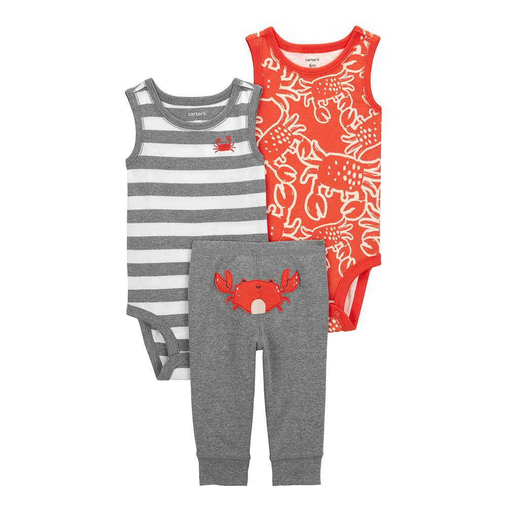 Carters - 3pc-Set - Crab Little Character Set - Grey/Red