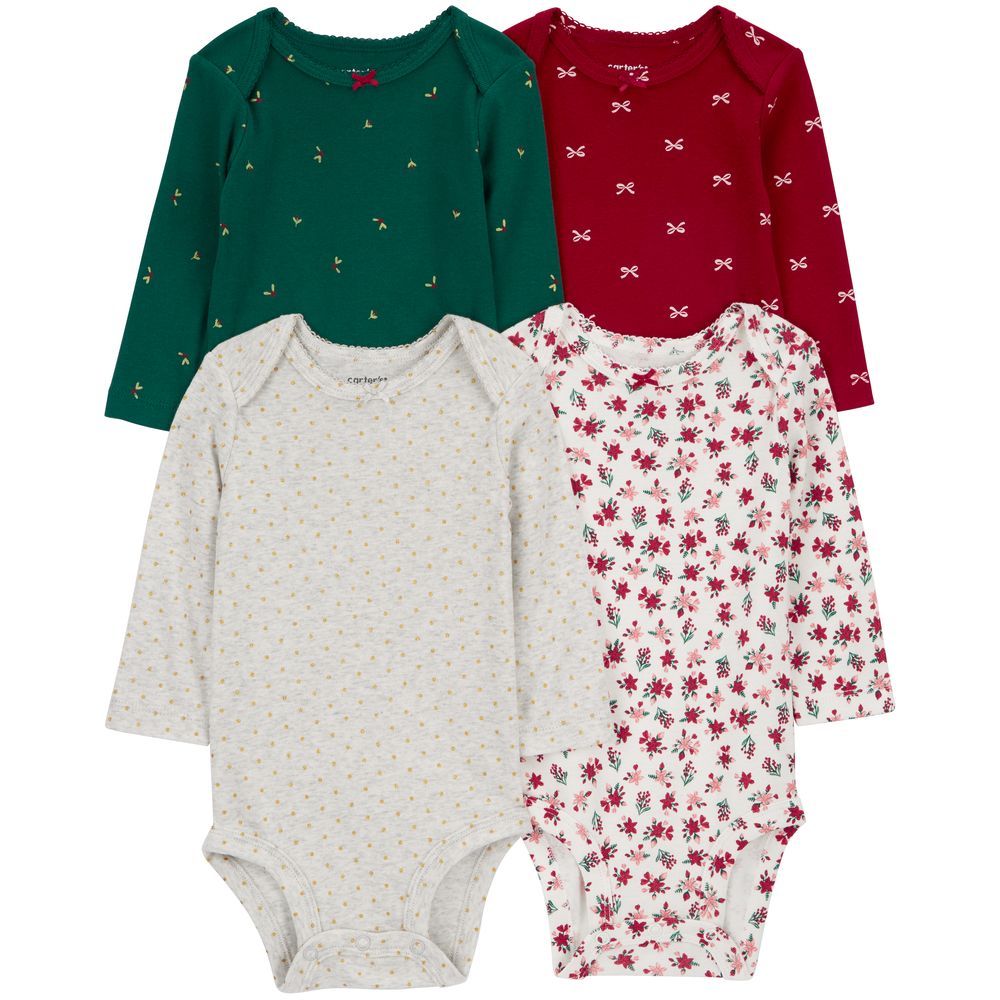 Carters - 4pc-Set - Long Sleeve Printed Original Bodysuits