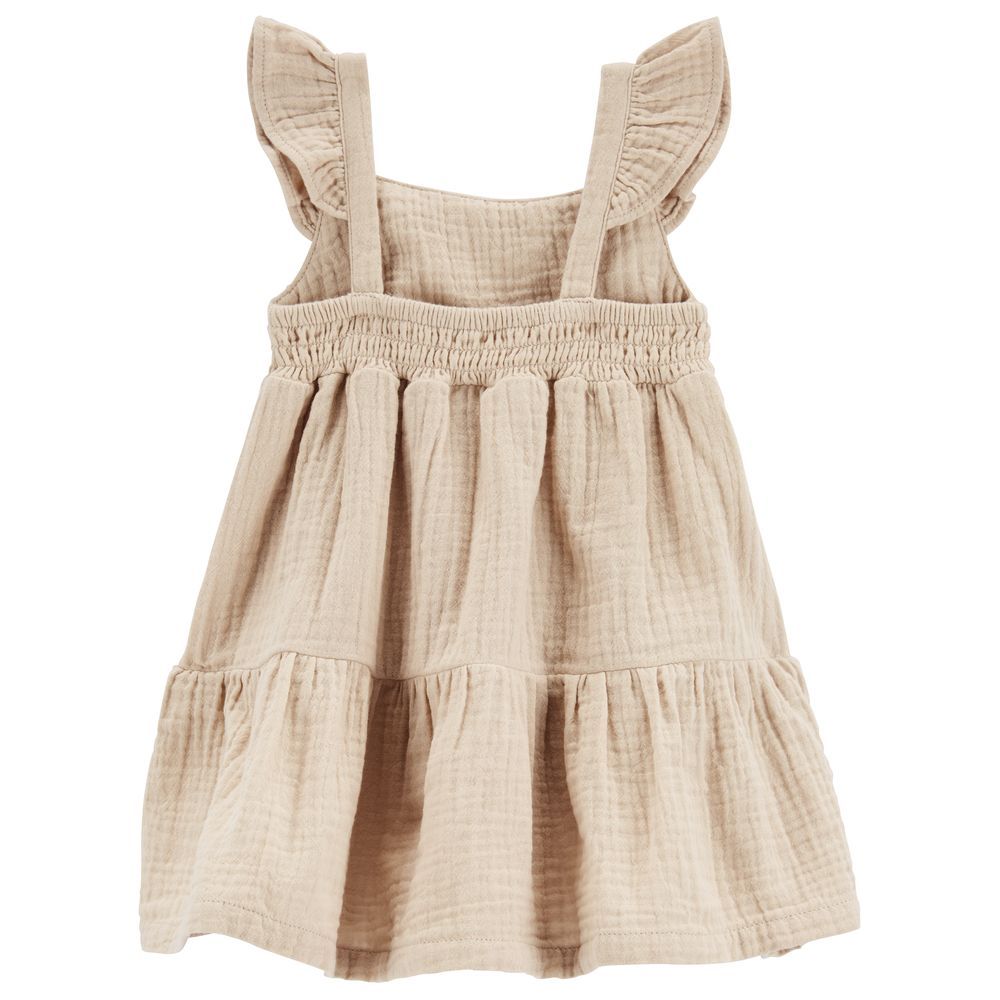 Carters - 2pc-Set - Girls Lace Tiered Flutter Dress Set - Tan