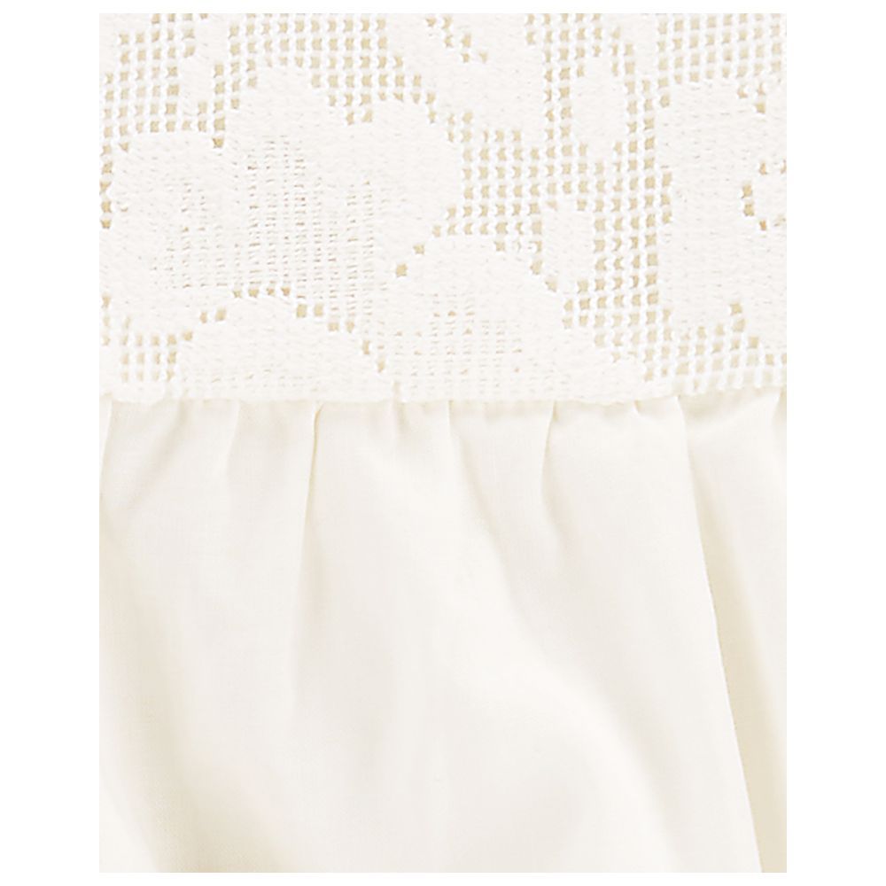 Carters - 3pc-Set - Girls Lace Flutter Top Diaper Cover and Headwrap - Ivory