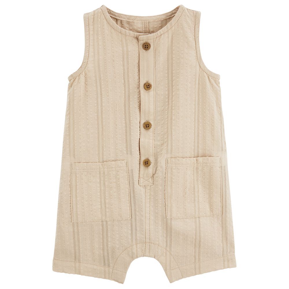 Carters - Girls Seersucker Romper - Tan