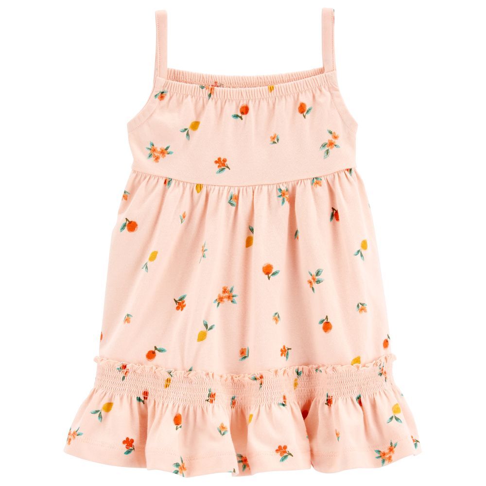 Carters - 2pc-Set - Girls Peach Sleeveless Cotton Dress - Coral