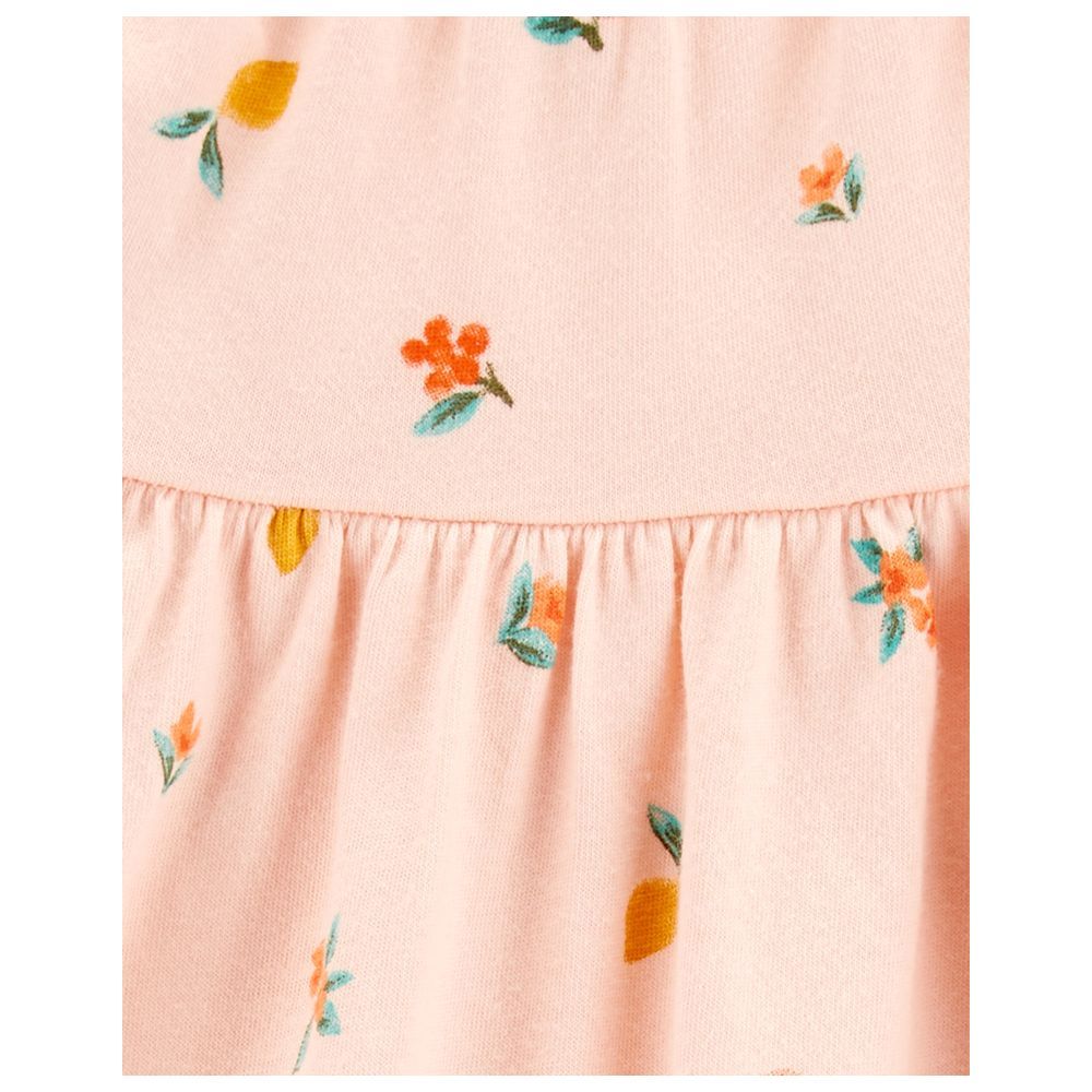 Carters - 2pc-Set - Girls Peach Sleeveless Cotton Dress - Coral