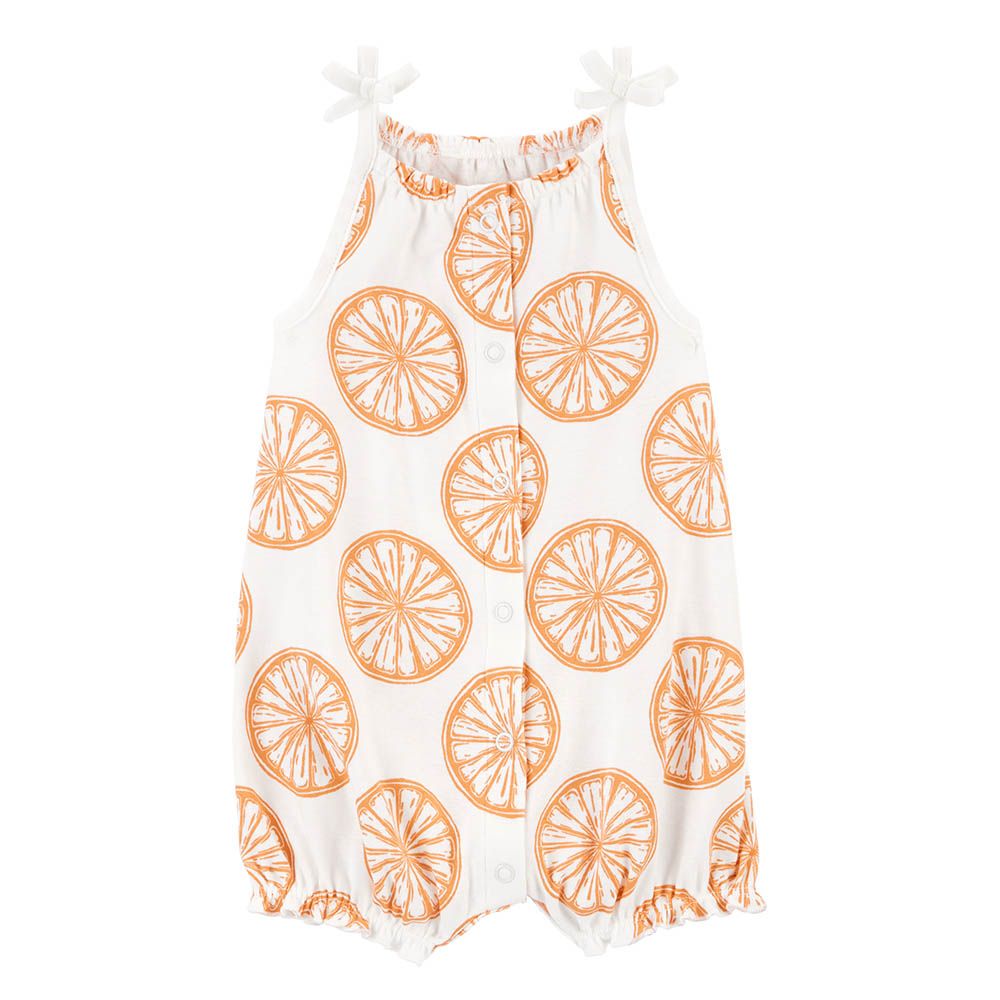 Carters - Girls Orange Slice Snap-Up Cotton Romper - White