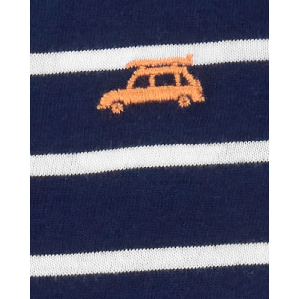 Carters - Boys Striped Car Cotton Romper - Navy