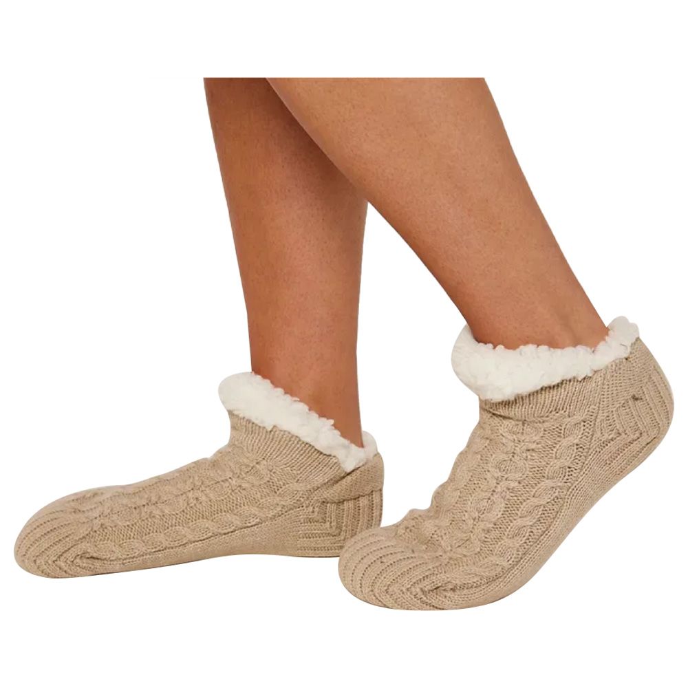 Blooming - Fluffy Wool Socks - Beige