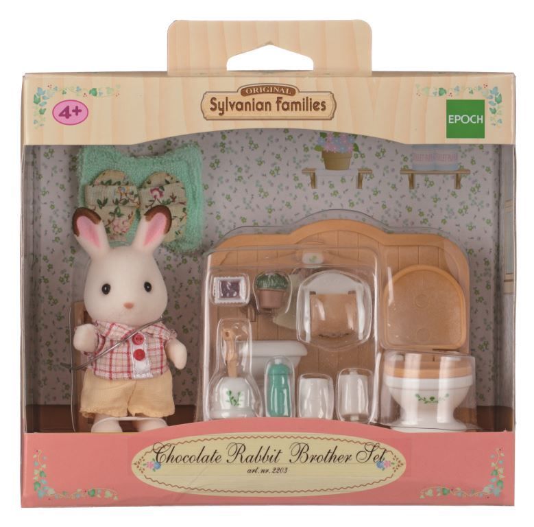 Sylvanian Families Chocolate Rabbit Brother Set (Washroom)