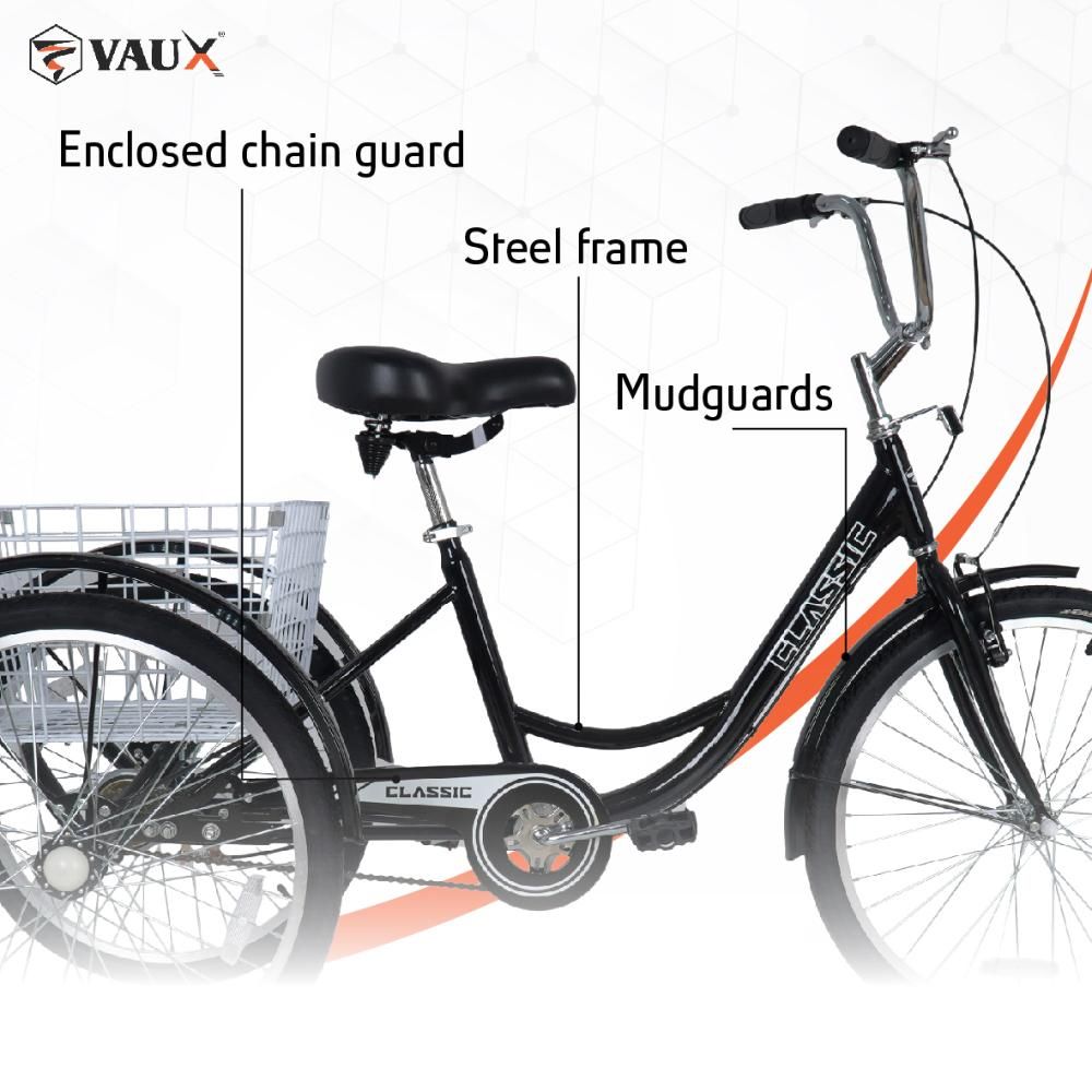 Vaux - Classic Adult Tricycle 24-inch - Black