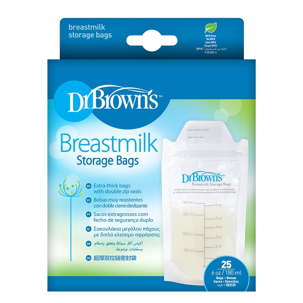 Dr. Brown's - Breastmilk Storage Bag (6oz / 180ml), 25-Pack