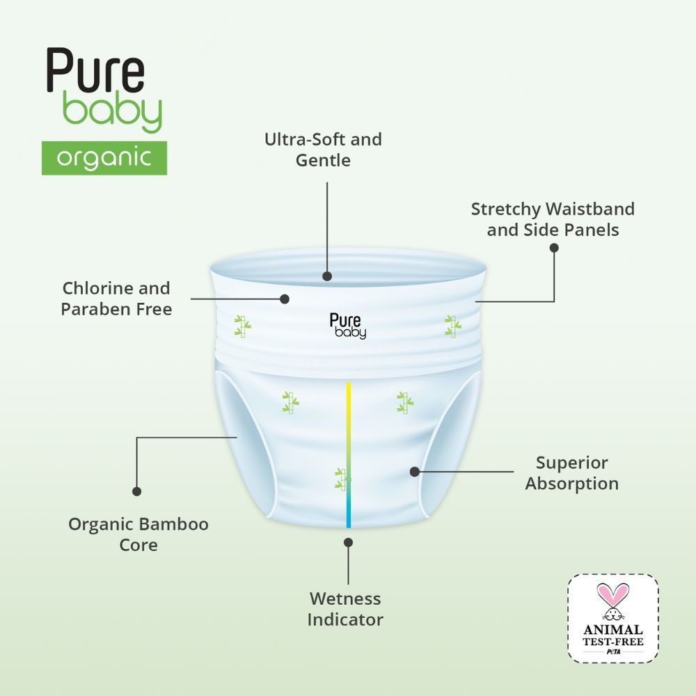 Purebaby - Pull Up Pant Diapers w/ Organic Bamboo - 4-10 Kg - S3 - 56pcs