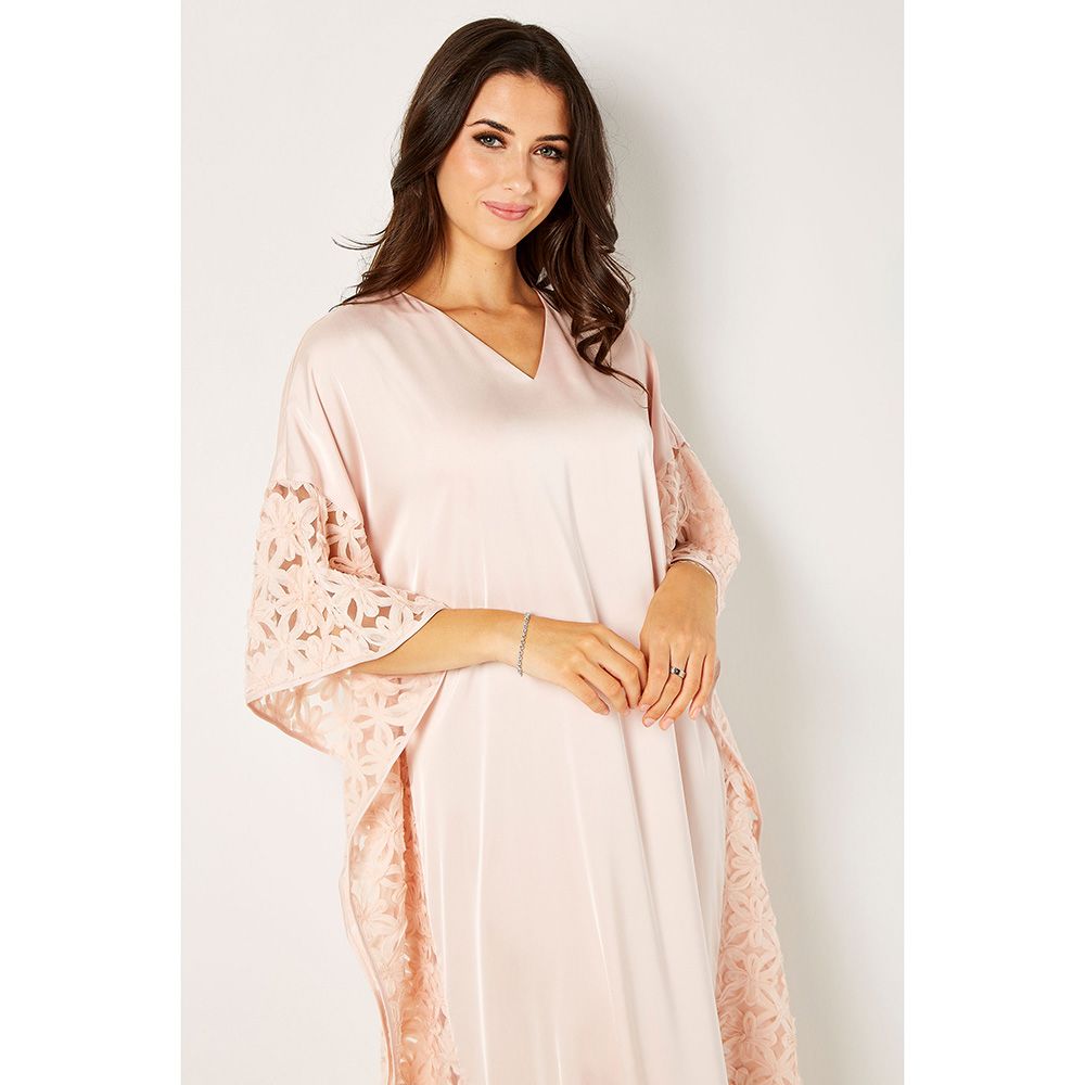 Blooming - Short Sleeve Wide Cut Kaftan - Peach