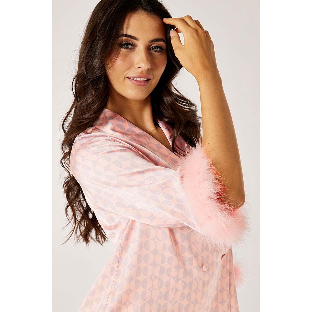 Blooming - 2pc-Set - Pyjama Suit With Feather Details - Pink