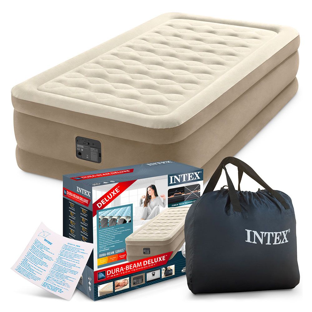 Intex - Twin Ultra Plush Airbed With Fiber Tech - Cream