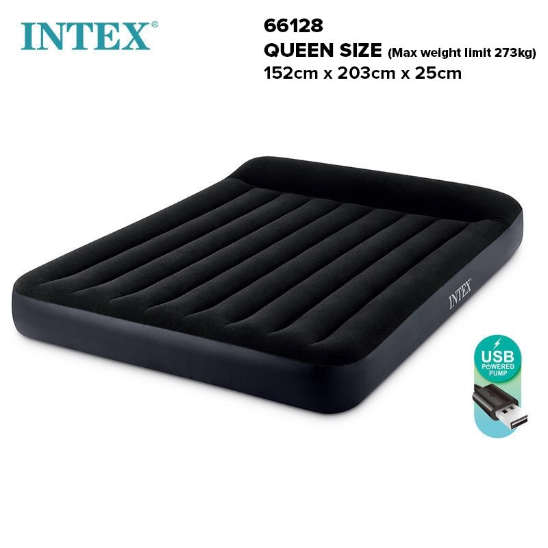 Intex - Dura-Beam Pillow Rest Airbed - Black - Queen