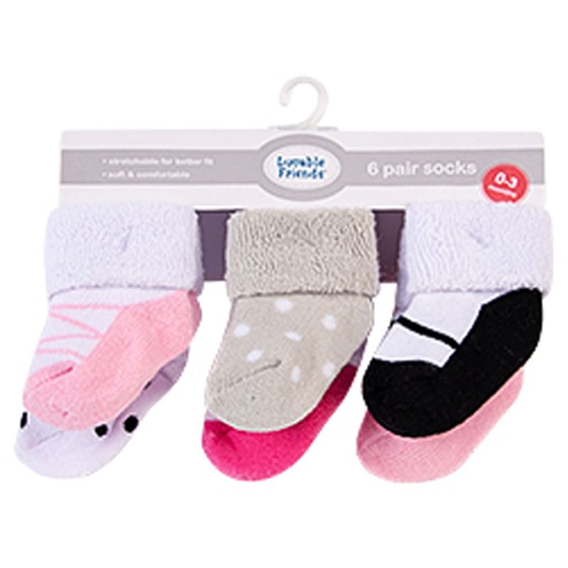 Hudson Childrenswear - 6pc-Set - Mary Jane Terry Socks - Pink