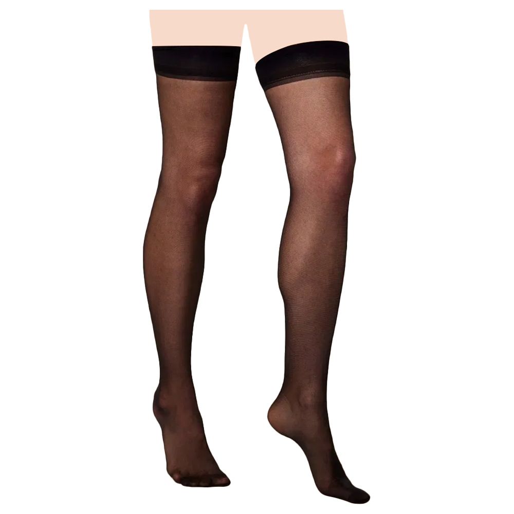 Blooming - Thigh High Stockings - Black