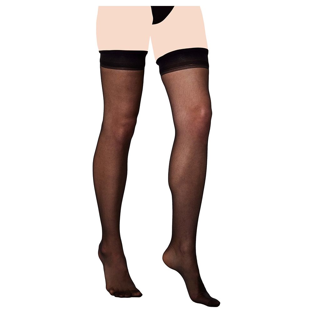 Blooming - Thigh High Stockings - Black