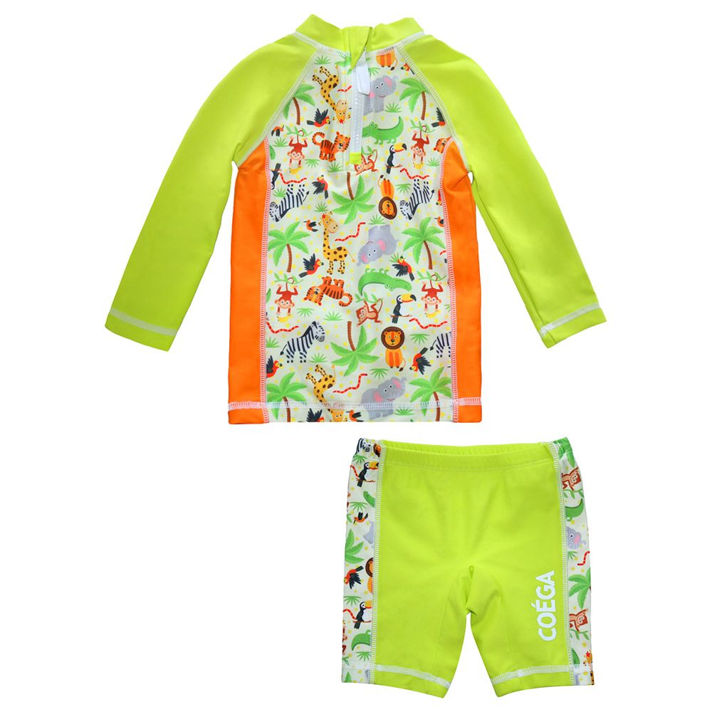 Coega Sunwear - 2pc-Set - Baby Boy Swimsuit - Green Jungle Animals