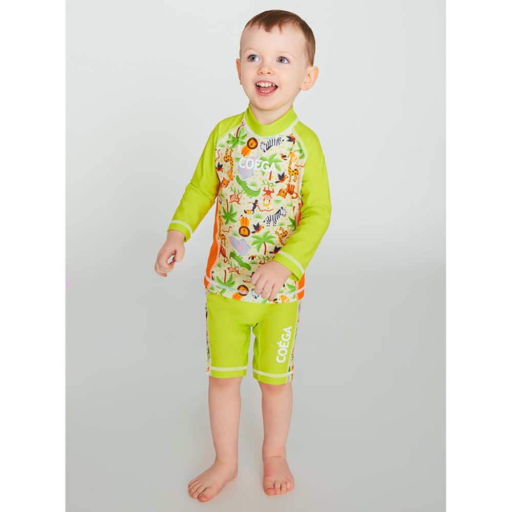 Coega Sunwear - 2pc-Set - Baby Boy Swimsuit - Green Jungle Animals