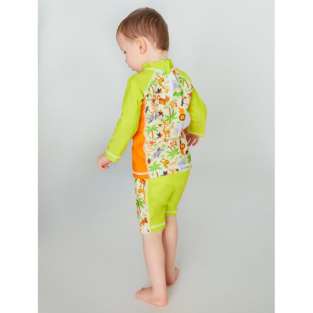 Coega Sunwear - 2pc-Set - Baby Boy Swimsuit - Green Jungle Animals